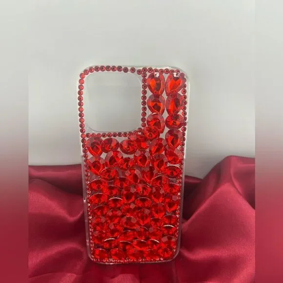 Luxury Red Crystal iPhone 16 Pro Max Case - Picture 4 of 6